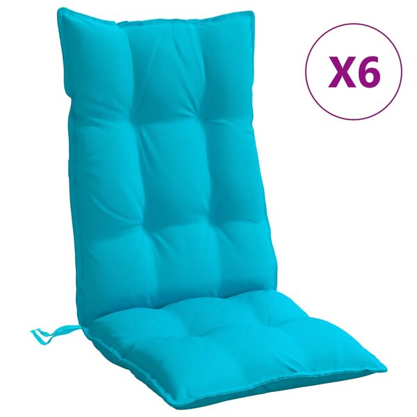 vidaXL Coussins de chaise à dossier haut lot de 6 turquoise