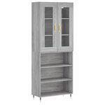 vidaXL Buffet haut Sonoma gris 69 5x34x180 cm Bois d'ingénierie