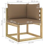 Vidaxl canapés d'angle de jardin 2pièces et coussins pin imprégné de vert