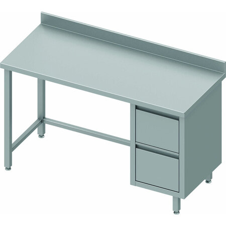 Table inox avec 2 tiroirs a droite - gamme 600 - stalgast -  - acier inoxydable1500x600 x600x900mm