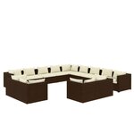 vidaXL Salon de jardin 13 Pièces avec coussins Marron Résine tressée