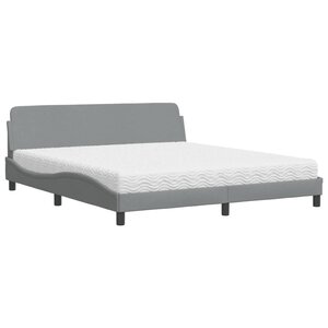 vidaXL Lit avec matelas Dover gris clair 180x200 cm tissu