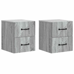 vidaXL Cabinet de chevet mural 2 Pièces Sonoma gris 34 5 x 33 x 40 cm