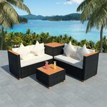 vidaXL Salon de jardin 4 Pièces avec coussins Résine tressée Noir