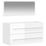 vidaXL Armoire de bain avec miroir blanc brillant bois d'ingénierie