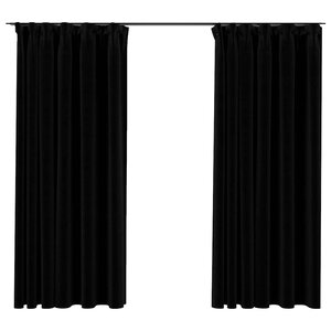 vidaXL Rideaux occultants aspect lin avec crochets 2Pièces Noir 140x175cm