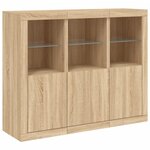 vidaXL Buffets avec lumières LED 3 Pièces chêne sonoma bois d'ingénierie