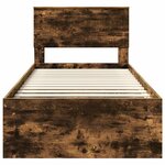 vidaXL Cadre de lit avec tête de lit Chêne fumé 90 x 200 cm Pin massif
