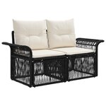 vidaXL Ensemble de canapé de jardin 14 Pièces Noir et blanc crème