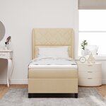 Lit Box Spring vidaXL avec Matelas - Crème 100x200 cm Tissu