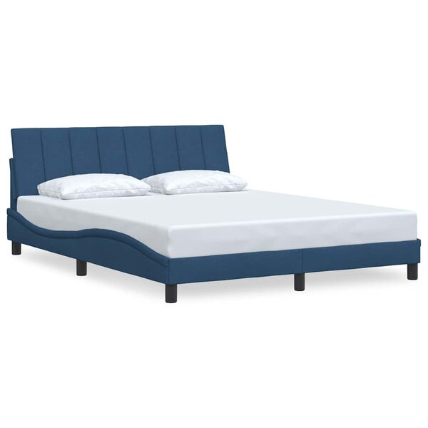 vidaXL Cadre de lit sans matelas Hanko bleu 160x200 cm tissu