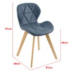 Lot de 2 chaises similicuir 81 x 57 x 49 cm bleu 03_0006757