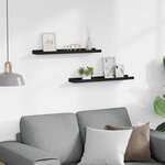 vidaXL Étagères à rebord pour cadre photo 2 Pièces Noir 60x9x3 cm MDF