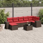 vidaXL Salon de jardin 8 Pièces avec coussins marron résine tressée
