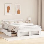 vidaXL Cadre de lit avec tiroir Blanc 140 x 200 cm Bois massif en pin