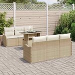 vidaXL Ensemble de canapé de jardin 7 Pièces Beige 100 x 55 x 73 cm