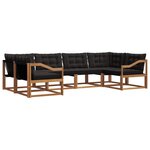 vidaXL Ensemble de canapés d'extérieur 6 Pièces Naturel et Noir