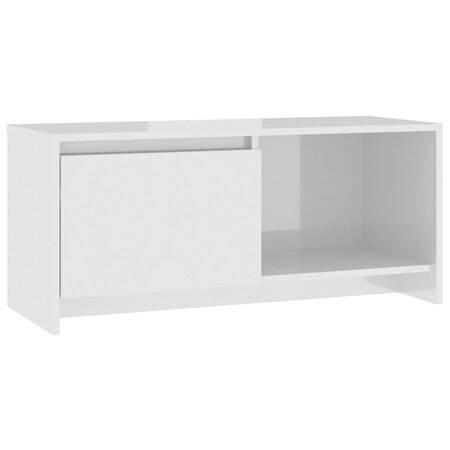 vidaXL Meuble TV Blanc brillant 90x35x40 cm Aggloméré