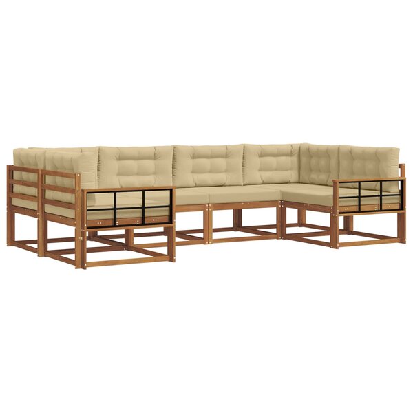 vidaXL Ensemble de canapés d'extérieur 6 pc Naturel et Beige