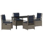 vidaXL Ensemble de salle à manger pour jardin 5 pc Gris polyrotin