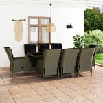 vidaXL Mobilier à dîner jardin 9 Pièces et coussins Résine tressée Marron