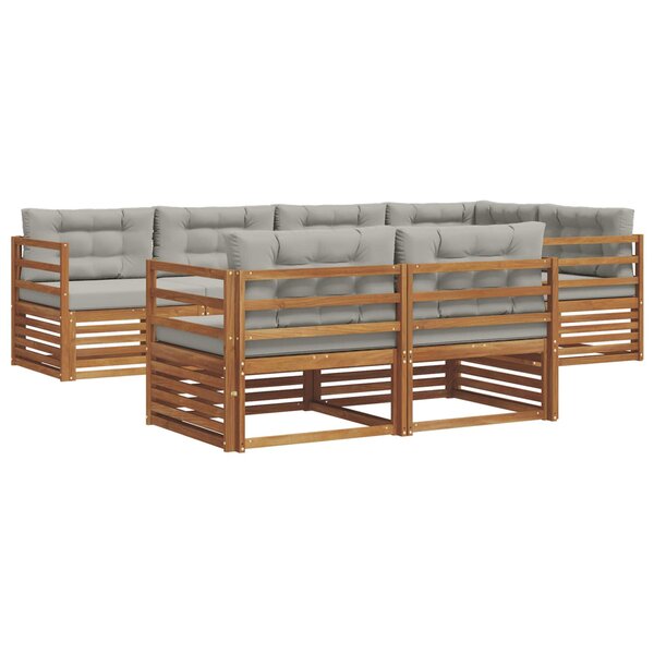 vidaXL Ensemble de canapés d'extérieur 7 pc Gris Naturel et Clair