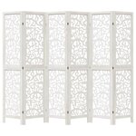 vidaXL Cloison de séparation 6 panneaux blanc bois de paulownia massif