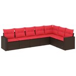 vidaXL Salon de jardin avec coussins 7 Pièces marron résine tressée