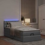 vidaXL Lit ottoman avec matelas et LED gris clair 90x200 cm tissu