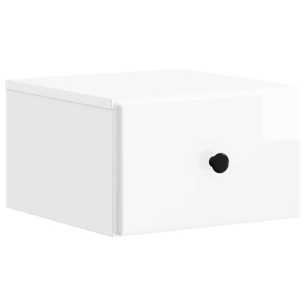 vidaXL Cabinet de chevet mural Blanc brillant 34 5 x 33 x 20 cm