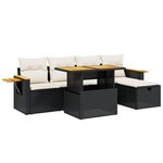 vidaXL Salon de jardin 6 Pièces avec coussins noir résine tressée