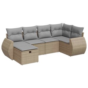 vidaXL Salon de jardin avec coussins 6 Pièces beige résine tressée