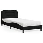 vidaXL Lit avec matelas noir 90x200 cm tissu