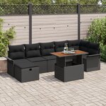 vidaXL Ensemble de canapé de jardin 8 Pièces Noir polyrotin