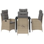 vidaXL Ensemble de Dîner de Jardin 5 Pièces avec Coussins Beige Poly Rattan