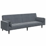 vidaXL Canapé-lit à 2 places avec repose-pied gris foncé velours