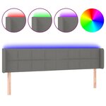 vidaXL Tête de lit à LED Gris foncé 163x16x78/88 cm Tissu