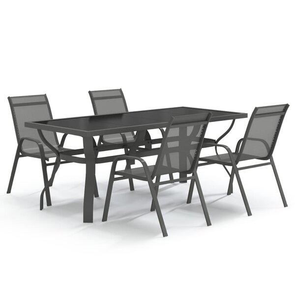 vidaXL Ensemble à manger de jardin 5 Pièces Gris et noir