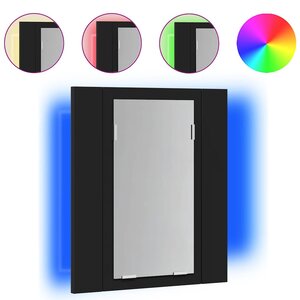 vidaXL Armoire à miroir de salle de bain LED Noir 40x12x45cm Acrylique
