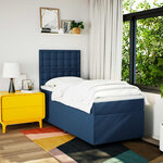 vidaXL Sommier à lattes de lit avec matelas Bleu 90x200 cm Tissu