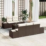 vidaXL Ensemble de canapé de jardin 6 Pièces Marron Poly rotin