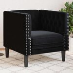 vidaXL Fauteuil Chesterfield Argyle Noir 71 x 74.5 x 70.5 cm Velours