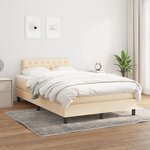 vidaXL Sommier à lattes de lit avec matelas crème 120x190 cm tissu