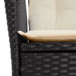 vidaXL Chaise inclinable de jardin avec coussins noir résine tressée