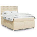 vidaXL Sommier à lattes de lit avec matelas Crème 140x200 cm Tissu