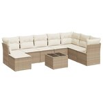 vidaXL Salon de jardin avec coussins 9 Pièces beige résine tressée