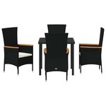 vidaXL Ensemble de salle à manger pour jardin 5 Pièces Noir Poly rotin