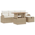 vidaXL Set de salon de jardin 6 pièces en poly rotin beige avec coussins