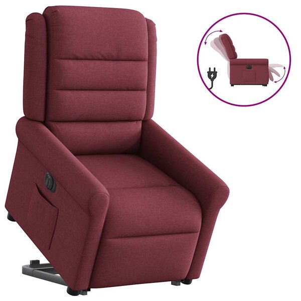 vidaXL Fauteuil inclinable électrique rouge bordeaux tissu