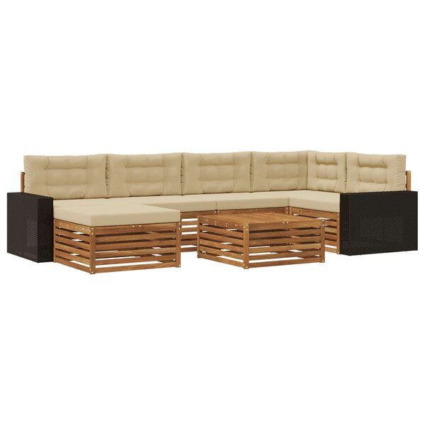 vidaXL Ensemble de canapés d'extérieur 7 Pièces Naturel et Beige